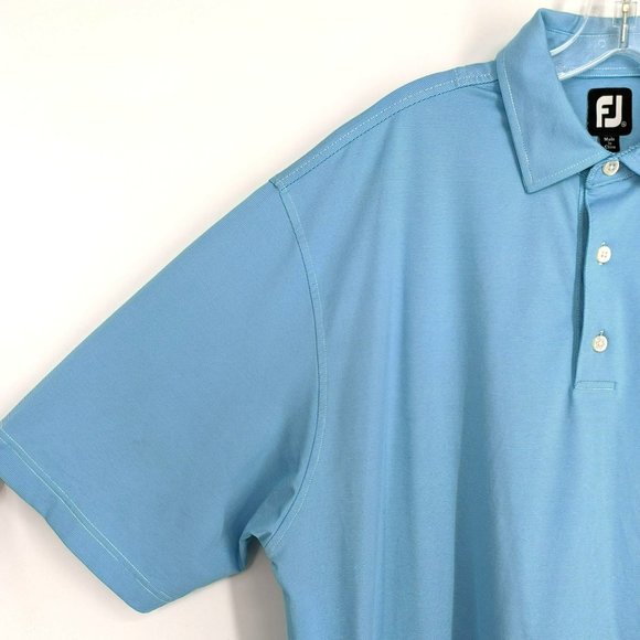 FootJoy Polo Shirt XL Blue Stripe Embroidered Stretch Short Sleeve Collared Golf - Picture 3 of 9
